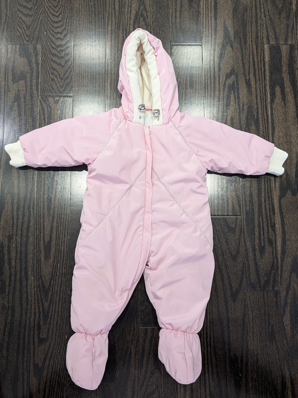 2/$70 Baby Pink Hooded One-Piece Snowsuit 6-12m